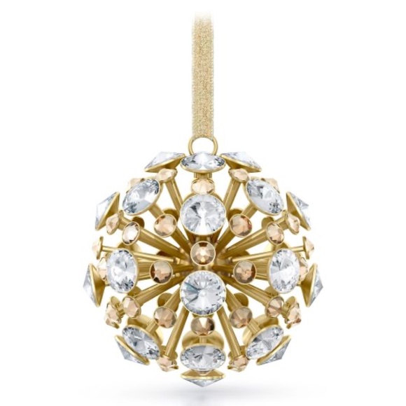 Swarovski Other - Swarovski Constella Ball Ornament Large Gold Metal With Champagne/White Crystals